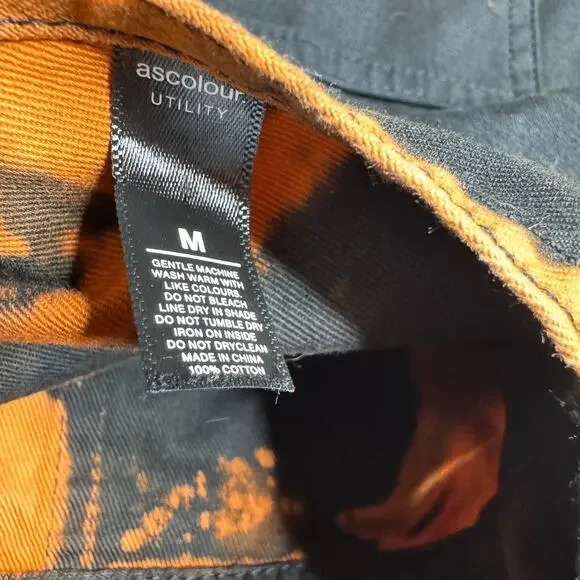 Shelbe Shop Denim Romper Skirt Size M Hand Died Acid Bleach Utility Canvas - Picture 4 of 8